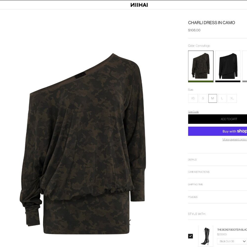 niihai charli dress in camo